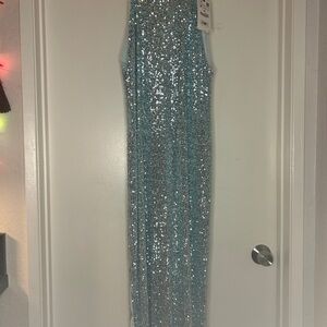 Zara Shimmering Light Blue Sequin Top